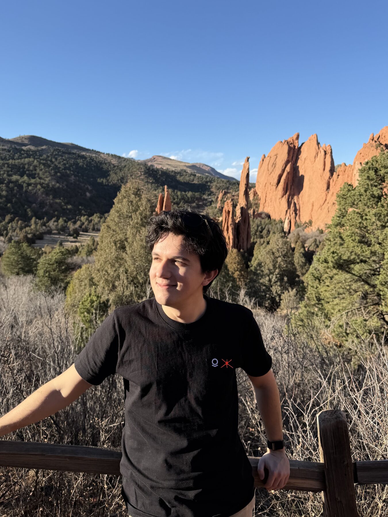 Enzo Simier outdoors in a red rock landscape