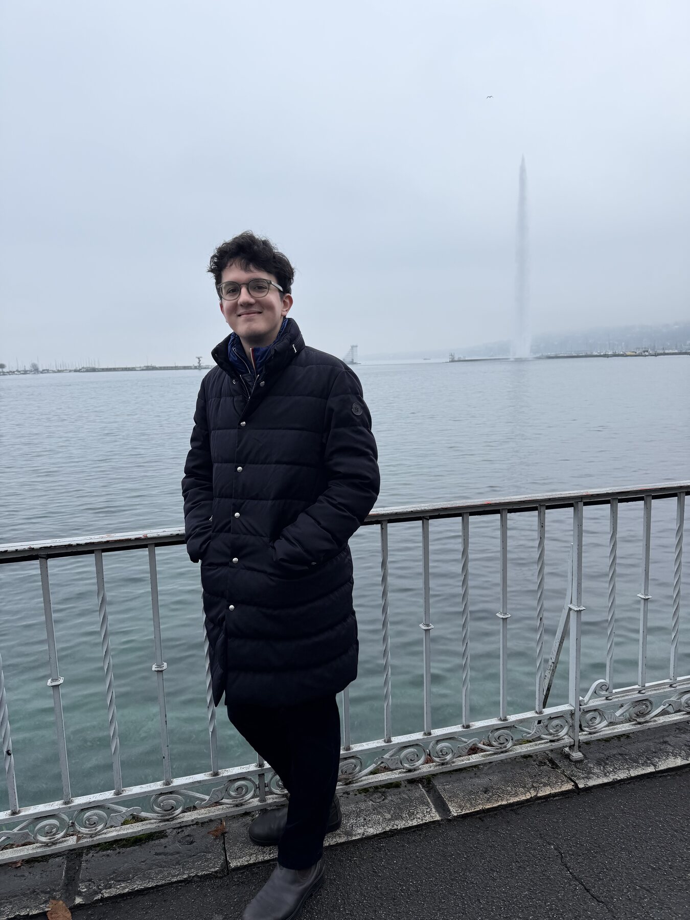Enzo Simier by a misty waterfront